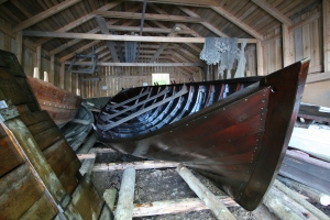 pine tar treated wooden boat